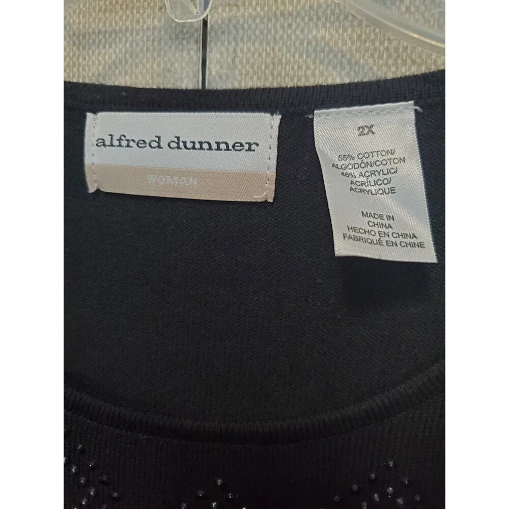 Alfred Dunner Woman Black Cotton Blend Embellished Pullover Sweater Size 2X - Picture 3 of 5